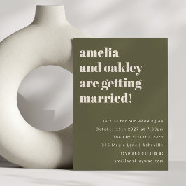 Moderne Olive Green Retro Simple Wedding Website Einladung