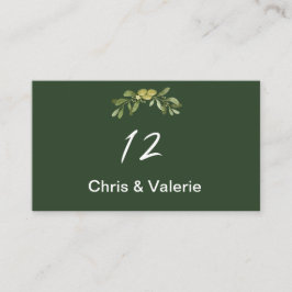 Moderne Olive Green Tischnummer Platzkarte
