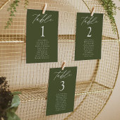 Moderne Olive Green Tischnummer Seekarte