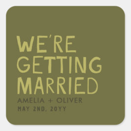 Moderne Olive Green Typografy | Dicke Streifen zur Quadratischer Aufkleber