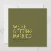 Moderne Olive Green Typografy | Dicke Streifen zur Save The Date (Vorderseite)