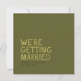 Moderne Olive Green Typografy | Dicke Streifen zur Save The Date