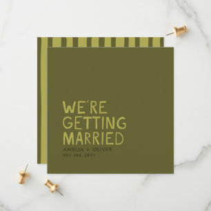 Moderne Olive Green Typografy Dicke Streifen zur Save The Date