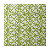 Moderne Olive Green und White Geometrie Muster Art Fliese (Vorderseite)