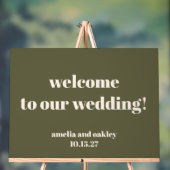 Moderne Olive Green Wedding Willkommen Acrylschild (Neutral)