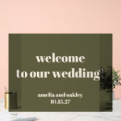 Moderne Olive Green Wedding Willkommen Acrylschild (Hochzeit)