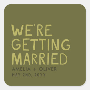 Moderne Olive-Grün-Typografie   Fetter gestreifter Quadratischer Aufkleber