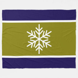 Moderne Olive Navy Blaue Streifen Weiße Schneefloc Fleecedecke