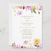 Moderne Olive Pink Watercolor Blumenhochzeit Einladung (Vorderseite)