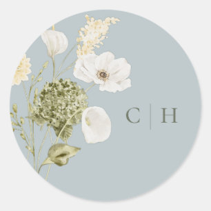 Moderne Olive-Schwertlilien- und Orchideen-Hochzei Runder Aufkleber