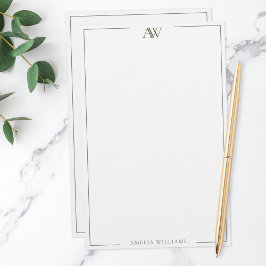 Moderne Oliven Grün Minimalistisches Elegantes Mon Briefpapier