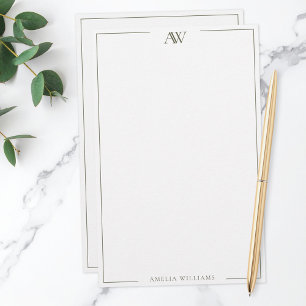 Moderne Oliven Grün Minimalistisches Elegantes Mon Briefpapier