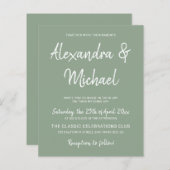 Moderne Oliven-grüne Hochzeitseinladung (Vorne/Hinten)