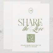 Moderne Oliven-grüne Share the Love QR-Code-Schild (Vorne/Hinten)