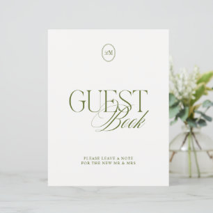 Moderne Oliven-Grüner Gästebuch-Hochzeitsschild