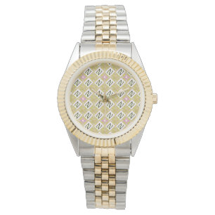 Moderne Oliven- und Magenta-Geometric-Stammesmuste Armbanduhr