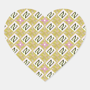 Moderne Oliven- und Magenta-Geometric-Stammesmuste Herz-Aufkleber