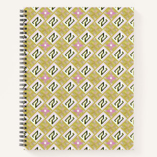 Moderne Oliven- und Magenta-Geometric-Stammesmuste Notizblock