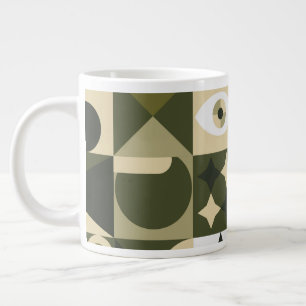 Moderne Oliven- und Salbei-Geometrie Abstracte Mos Jumbo-Tasse