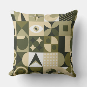 Moderne Oliven- und Salbei-Geometrie Abstractes Mo Kissen