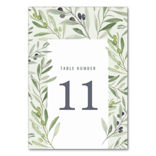 Moderne Olivenbäume Tischnummer (Rückseite)