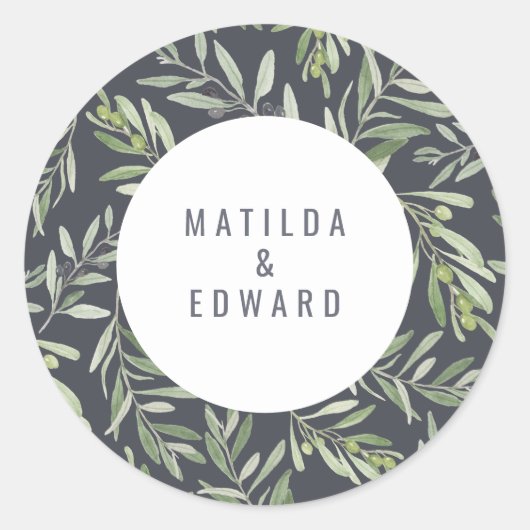 Moderne Olivenhaine Runder Aufkleber (Vorderseite)