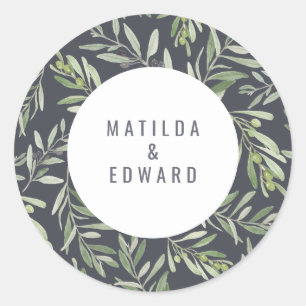 Moderne Olivenhaine Runder Aufkleber