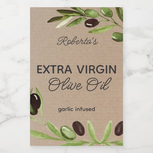 Moderne Olivenölflaschen - Lebensmittel Weinetikett (Einzelnes Label)