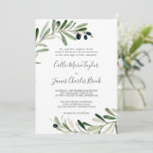 Moderne Olivenzweige in einer Hochzeit Einladung (Stehend Vorderseite)