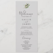 Moderne Olivenzweigstelle | Gray Wedding Program Programm (Vorderseite)