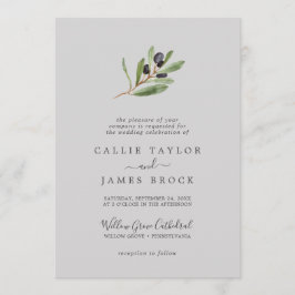 Moderne Olivenzweigstelle | Grey Formal Wedding Einladung