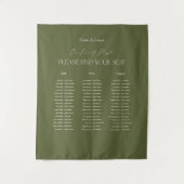 Moderne Olivgrüne Hochzeit Sitzplan Stoff Wandteppich (Vorderseite)