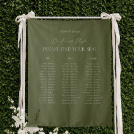 Moderne Olivgrüne Hochzeit Sitzplan Stoff Wandteppich