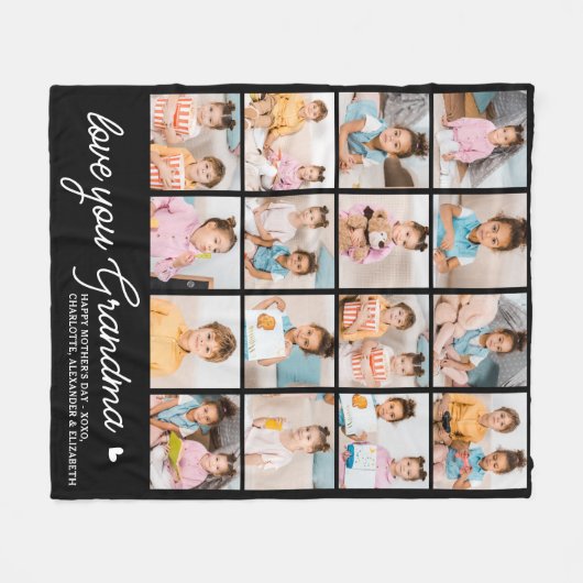 Moderne Oma Custom Liebe Sie 16 Foto Collage Fleecedecke (Vorderseite (Horizontal))