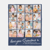 Moderne Oma Custom Navy Blue 16 Foto Collage Fleecedecke (Vorderseite)