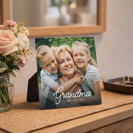 Moderne Oma Established Schrift Foto Fotoplatte