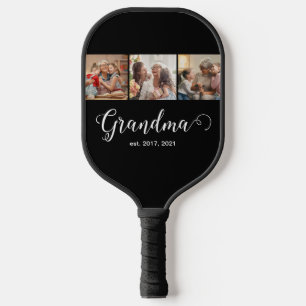 Moderne Oma etabliert 3 Foto Weiß Schrift Pickleball Schläger