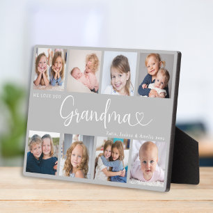 Moderne Oma-Foto-Collage Herz Schrift Fotoplatte