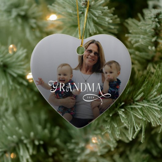 Moderne Oma-Foto-Personalisierung Keramik Ornament (Baum)