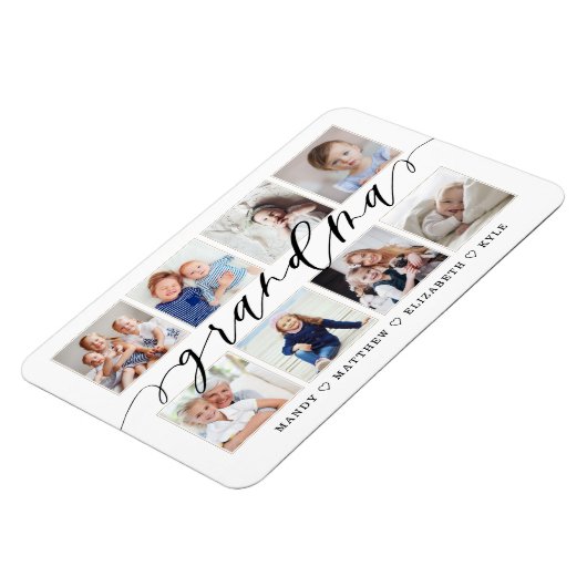 Moderne Oma Script Großkinder FotoCollage Magnet (Linke Seite)