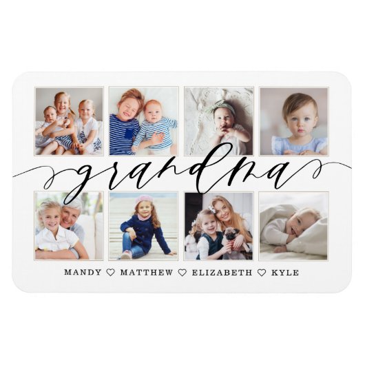 Moderne Oma Script Großkinder FotoCollage Magnet (Horizontal)