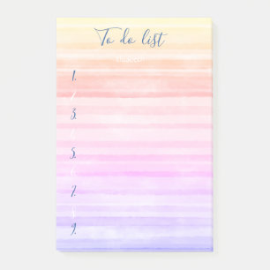 Moderne Ombre Aquarellfarben in einer Liste Post-it Klebezettel