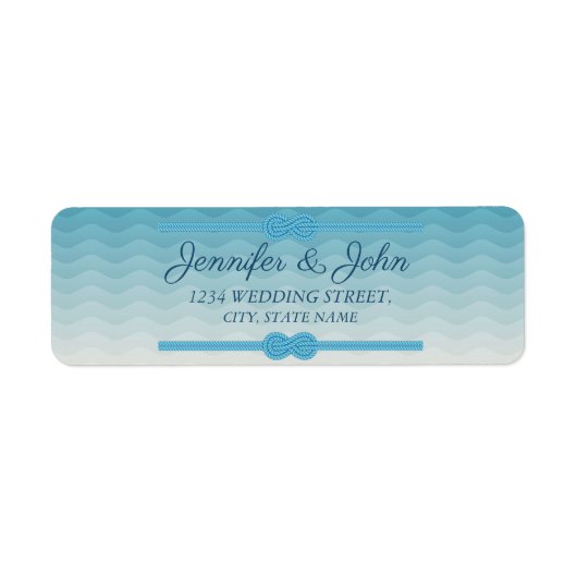 Moderne Ombre blue Wave Wedding Rücksendeadresse (Vorne)
