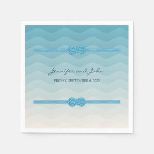 Moderne Ombre blue Waves Wedding Serviette (Vorderseite)