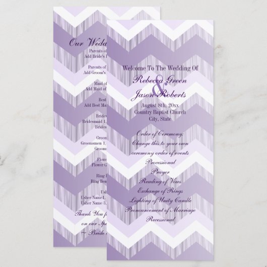 moderne ombre lila Zickzack Hochzeitsprogramme Programm (Vorne/Hinten)