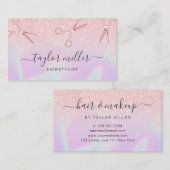 Moderne ombre Rose goldholografische Friseurin Visitenkarte (Vorne/Hinten)