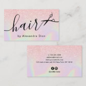 Moderne ombre Rose goldholografische Friseurin Visitenkarte (Vorne/Hinten)