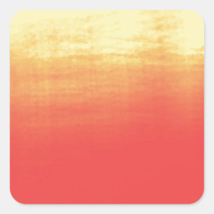 Moderne Ombre Wasserfarbe Rot und Gelb Quadratischer Aufkleber