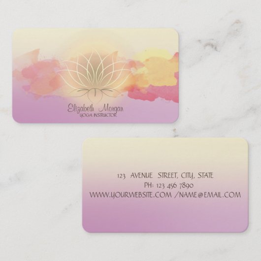 Moderne Ombre, Wasserfarben Pinselstriche Stroke L Visitenkarte (Vorne/Hinten)