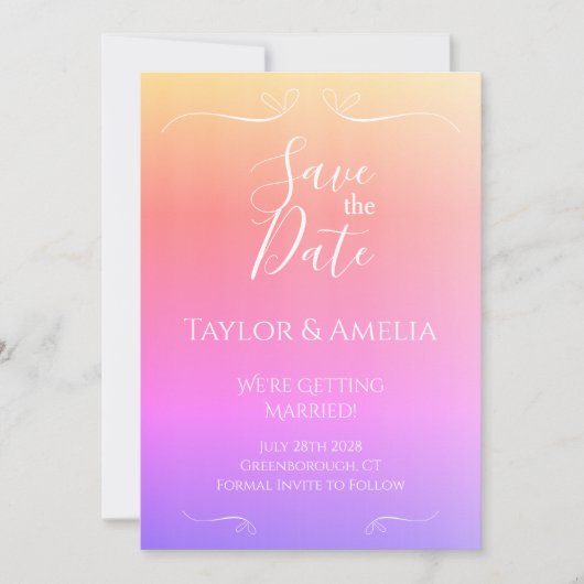 Moderne Ombre Wedding speichern das Datum Einladun Save The Date (Vorderseite)